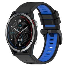 Per cinturino sportivo in silicone bicolore Garmin Quatix 7 da 22 mm (nero + blu)
