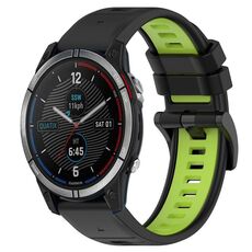 Per cinturino sportivo in silicone bicolore Garmin Quatix 7 da 22 mm (nero + verde lime)