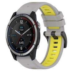 Per cinturino sportivo in silicone bicolore Garmin Quatix 7 da 22 mm (grigio + giallo)