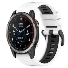 Per cinturino sportivo in silicone bicolore Garmin Quatix 7 Pro da 22 mm (bianco + nero)