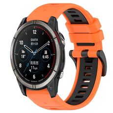 Per cinturino sportivo in silicone bicolore Garmin Quatix 7 Pro da 22 mm (arancione + nero)