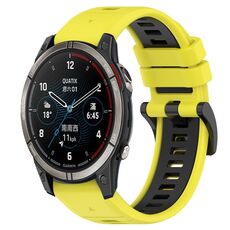 Per cinturino sportivo in silicone bicolore Garmin Quatix 7 Pro da 22 mm (giallo + nero)