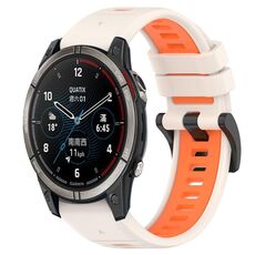 Per cinturino sportivo in silicone bicolore Garmin Quatix 7 Pro da 22 mm (Starlight + arancione)