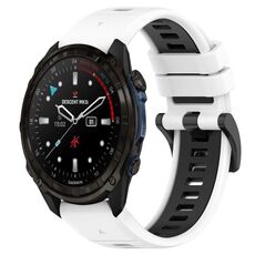 Per cinturino sportivo in silicone bicolore Garmin Descent Mk3i 43mm 20mm (bianco + nero)