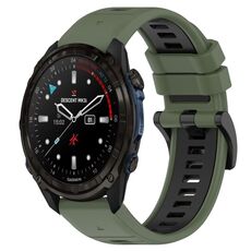 Per cinturino sportivo in silicone bicolore Garmin Descent Mk3i 43mm 20mm (verde oliva + nero)