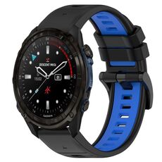 Per cinturino sportivo in silicone bicolore Garmin Descent Mk3i 43mm 20mm (nero + blu)