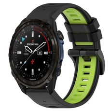 Per cinturino sportivo in silicone bicolore Garmin Descent Mk3i 43mm 20mm (nero + verde lime)