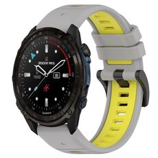 Per cinturino sportivo in silicone bicolore Garmin Descent Mk3i 43mm 20mm (grigio + giallo)
