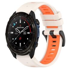 Per cinturino sportivo in silicone bicolore Garmin Descent Mk3i 43mm 20mm (Starlight + arancione)
