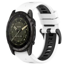Per cinturino sportivo in silicone bicolore Garmin Tactix 7 AMOLED da 26 mm (bianco + nero)