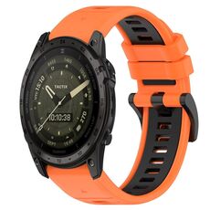 Per cinturino sportivo in silicone bicolore Garmin Tactix 7 AMOLED da 26 mm (arancione + nero)