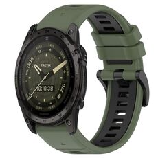 Per cinturino sportivo in silicone bicolore Garmin Tactix 7 AMOLED da 26 mm (verde oliva + nero)