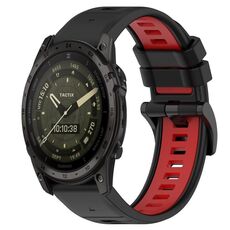 Per cinturino sportivo in silicone bicolore Garmin Tactix 7 AMOLED da 26 mm (nero + rosso)