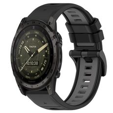 Per cinturino sportivo in silicone bicolore Garmin Tactix 7 AMOLED da 26 mm (nero + grigio)