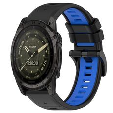 Per cinturino sportivo in silicone bicolore Garmin Tactix 7 AMOLED da 26 mm (nero + blu)