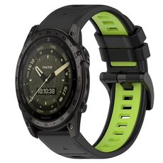 Per cinturino sportivo in silicone bicolore Garmin Tactix 7 AMOLED da 26 mm (nero + verde lime)