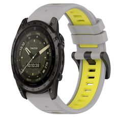 Per Garmin Tactix 7 AMOLED 26mm cinturino sportivo in silicone bicolore (grigio + giallo)