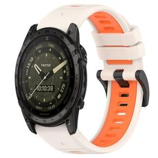 Per cinturino sportivo in silicone bicolore Garmin Tactix 7 AMOLED da 26 mm (Starlight + arancione)