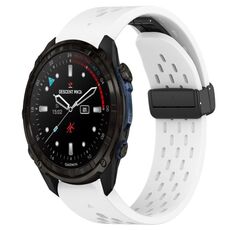 Per cinturino in silicone con foro per fibbia pieghevole Garmin Descent Mk3i 43mm 20mm (bianco)