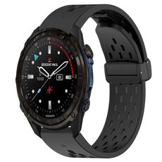 Per cinturino in silicone con foro per fibbia pieghevole Garmin Descent Mk3i 43mm 20mm (nero)