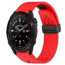 Per cinturino in silicone con foro per fibbia pieghevole Garmin Descent Mk3i 43 mm 20 mm (rosso)