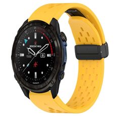 Per cinturino in silicone con foro per fibbia pieghevole Garmin Descent Mk3i 43mm 20mm (giallo)