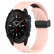 Per cinturino in silicone con foro per fibbia pieghevole Garmin Descent Mk3i 43mm 20mm (rosa)
