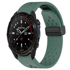Per cinturino in silicone con foro per fibbia pieghevole Garmin Descent Mk3i 43mm 20mm (verde scuro)