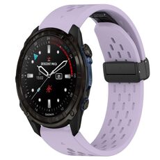 Per cinturino in silicone con foro per fibbia pieghevole Garmin Descent Mk3i 43mm 20mm (viola)