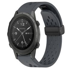 Per cinturino in silicone Garmin MARQ Commander da 22 mm con foro per fibbia pieghevole (grigio scuro)