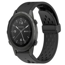 Per cinturino in silicone Garmin MARQ Commander da 22 mm con foro per fibbia pieghevole (nero)