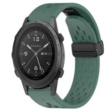 Per cinturino in silicone Garmin MARQ Commander da 22 mm con foro per fibbia pieghevole (verde scuro)