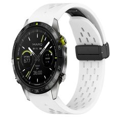Per Garmin MARQ Atleta cinturino in silicone con foro per fibbia pieghevole da 22 mm (bianco)