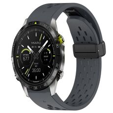Per cinturino in silicone Garmin MARQ Athlete da 22 mm con foro per fibbia pieghevole (grigio scuro)
