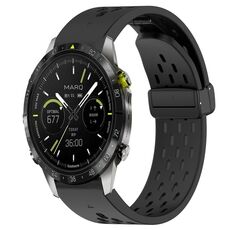 Per cinturino in silicone con foro per fibbia pieghevole Garmin MARQ atleta da 22 mm (nero)
