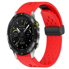 Per cinturino in silicone Garmin MARQ atleta 22 mm con foro fibbia pieghevole (rosso)
