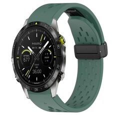 Per cinturino in silicone Garmin MARQ Athlete da 22 mm con foro per fibbia pieghevole (verde scuro)