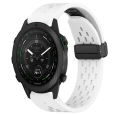 Per cinturino in silicone con foro per fibbia pieghevole Garmin MARQ Golfer da 22 mm (bianco)