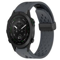 Per Garmin MARQ Golfer cinturino in silicone con foro per fibbia pieghevole da 22 mm (grigio scuro)