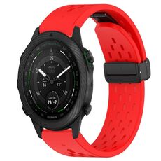 Per Garmin MARQ Golfer cinturino in silicone con foro per fibbia pieghevole da 22 mm (rosso)