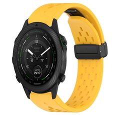 Per cinturino in silicone con foro per fibbia pieghevole Garmin MARQ Golfer da 22 mm (giallo)