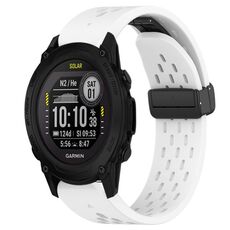 Per cinturino in silicone con foro per fibbia pieghevole Garmin Descent G1 Solar da 22 mm (bianco)