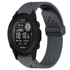 Per cinturino in silicone con foro per fibbia pieghevole Garmin Descent G1 Solar da 22 mm (grigio scuro)