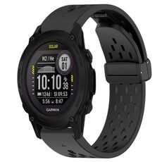 Per cinturino in silicone con foro per fibbia pieghevole Garmin Descent G1 Solar da 22 mm (nero)