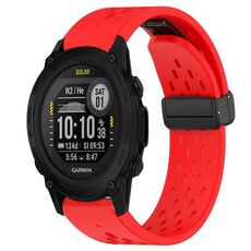 Per cinturino in silicone Garmin Descent G1 Solar da 22 mm con foro per fibbia pieghevole (rosso)