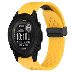 Per cinturino in silicone con foro per fibbia pieghevole Garmin Descent G1 Solar da 22 mm (giallo)