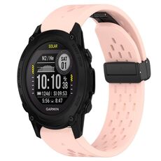 Per cinturino in silicone Garmin Descent G1 Solar da 22 mm con foro per fibbia pieghevole (rosa)