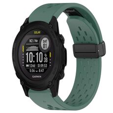 Per cinturino in silicone con foro per fibbia pieghevole Garmin Descent G1 Solar da 22 mm (verde scuro)