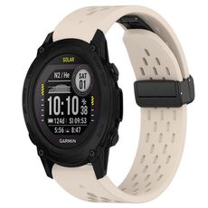 Per cinturino in silicone con foro per fibbia pieghevole Garmin Descent G1 Solar da 22 mm (colore Starlight)
