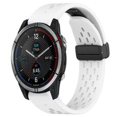 Per cinturino in silicone con foro per fibbia pieghevole Garmin Quatix 7 da 22 mm (bianco)
